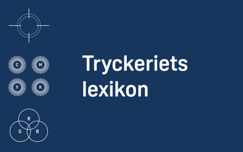 Som i de flesta branscher har även vi i tryckeribranschen vårt egna lexikon med ord och uttryck. Här har vi samlat ord efter olika kategorier för att göra det lätt för dig att hitta det du söker.